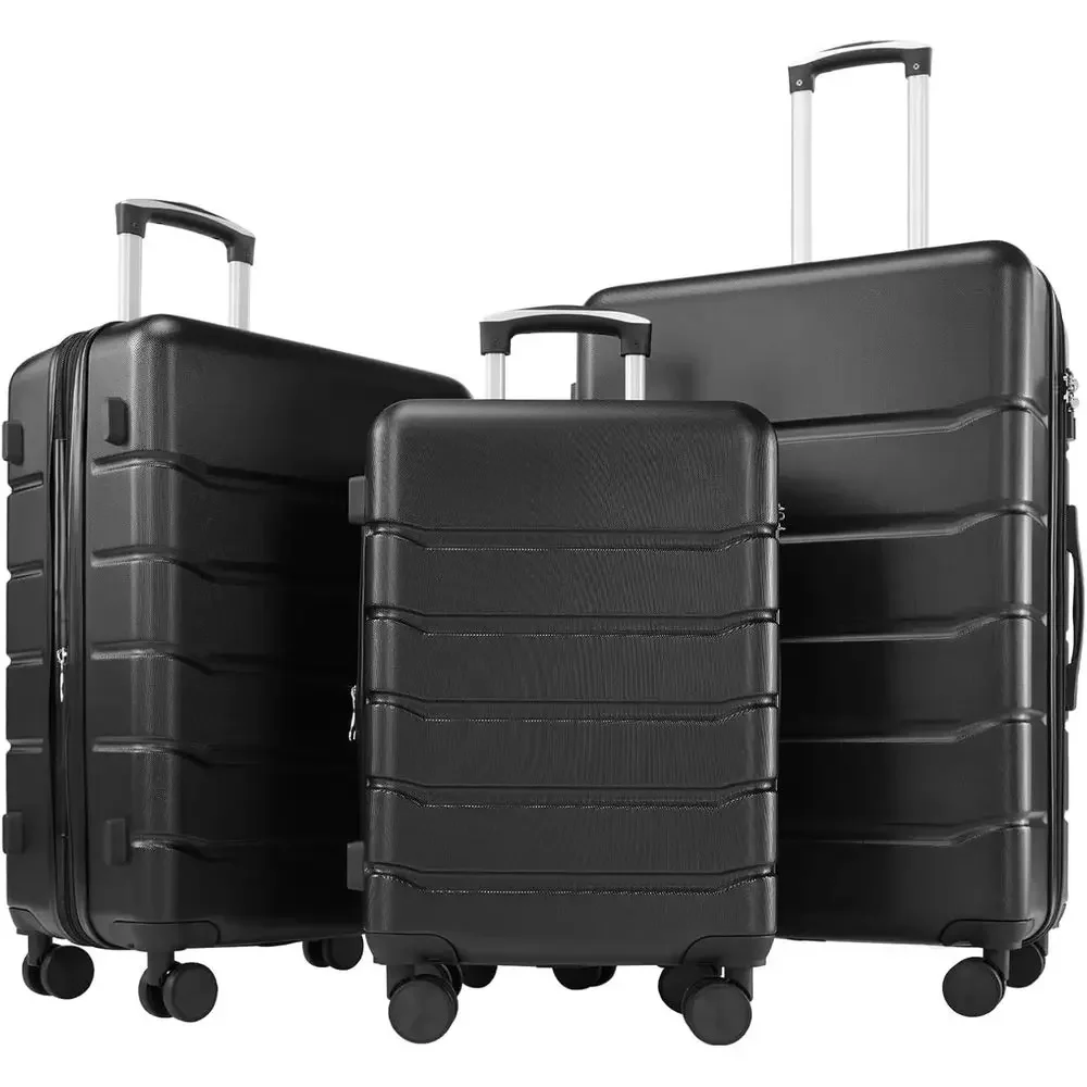 Expandable Hard Shell Luggage Set - 3-teiliges Hartschalen-Kofferset mit TSA-Schloss, Erweiterbar &