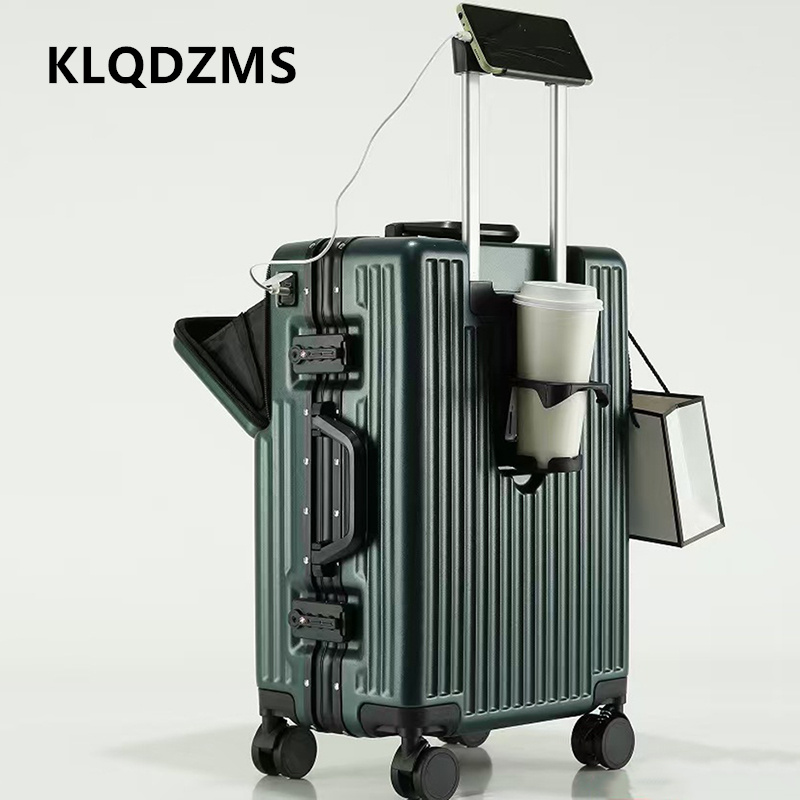 Front Opening Laptop Luggage 24 Inch - KLQDZMS Multifunktionaler Koffer mit Frontöffnung, Boarding-Koffer,