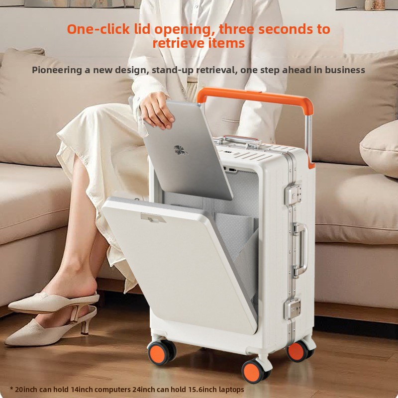 Spinner Wheel Rolling Suitcase 20 Inch - 20/24/26 Zoll Aluminiumrahmen-Koffer mit Frontöffnung, Laptopfach,